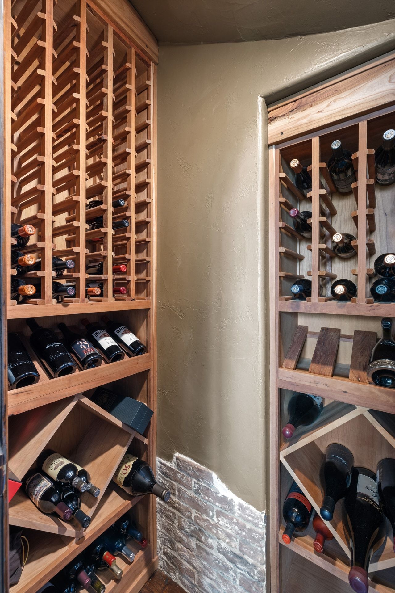 Climate-controlled wine room at Lakehaven with custom bottle storage